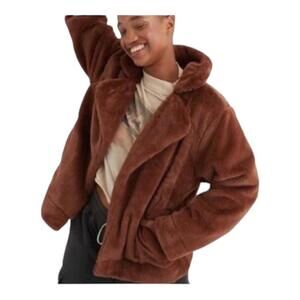 Aerie Faux Fur Open Front Cozy Plush Teddy Style Jacket Medium